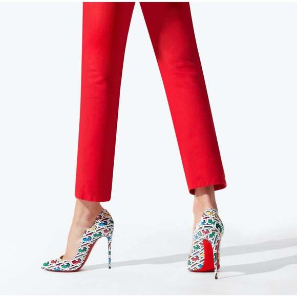 Christian Louboutin Hot Chick 100 Patent CL 3D Black White Red Heel Pump 37.5 - Picture 5 of 12